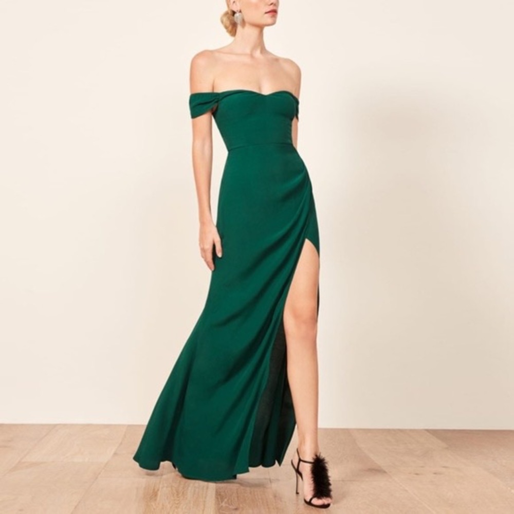 Reformation Marilyn Dress in Emerald